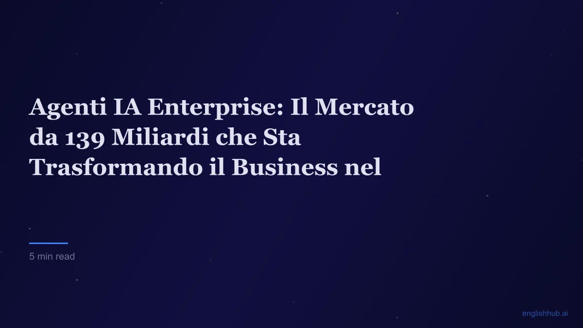 Agenti IA Enterprise: Il Mercato da 139 Miliardi che Sta Trasformando il Business nel 2026